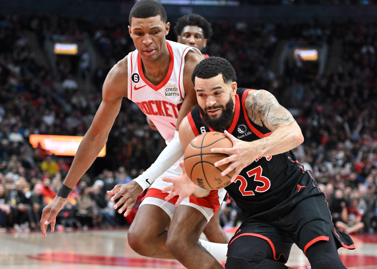 Houston Rockets forward Jabari Smith and teammate Fred VanVleet