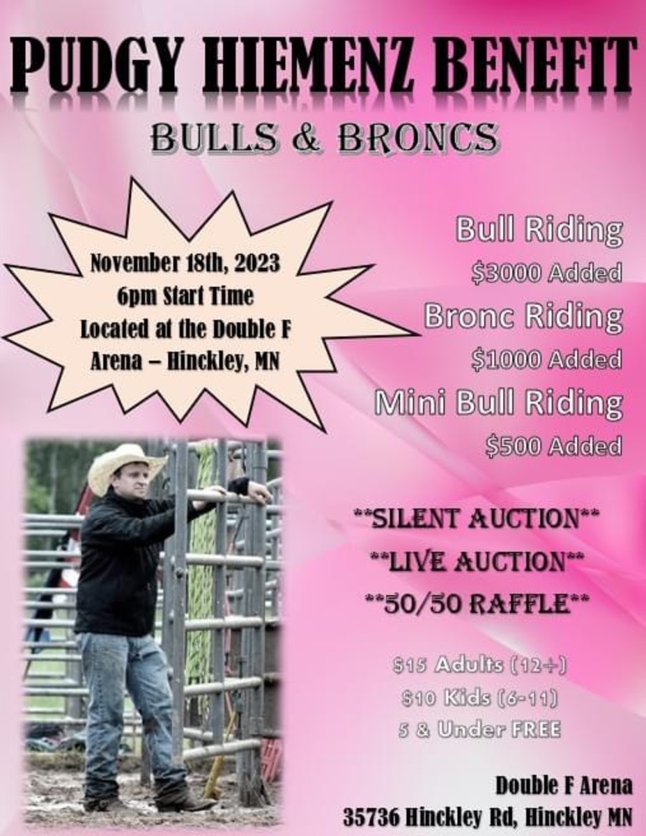 Pudgy Hiemenz Benefit Bulls and Broncs Flyer