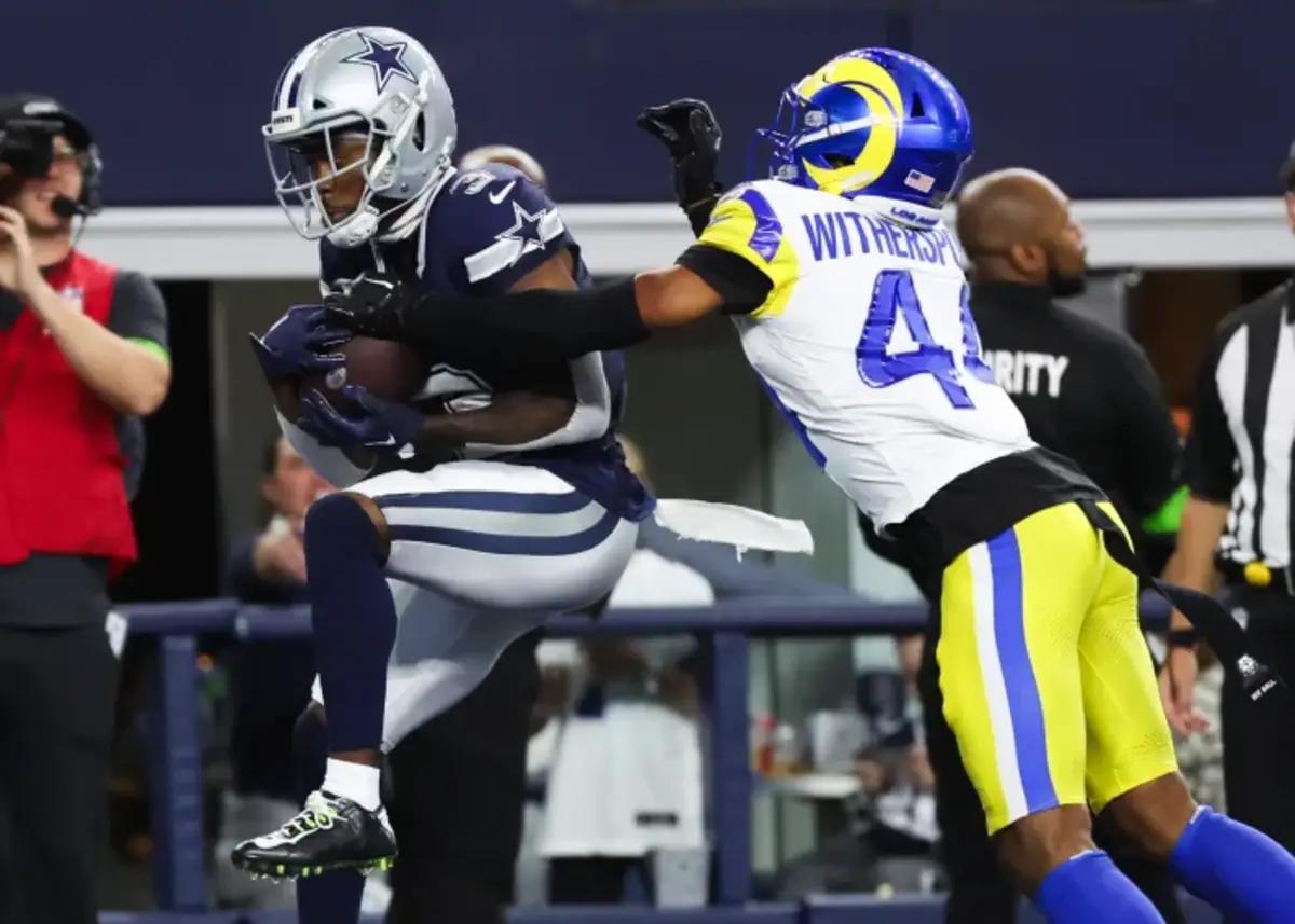 Cooks hauls in a touchdown against the Los Angeles Rams.