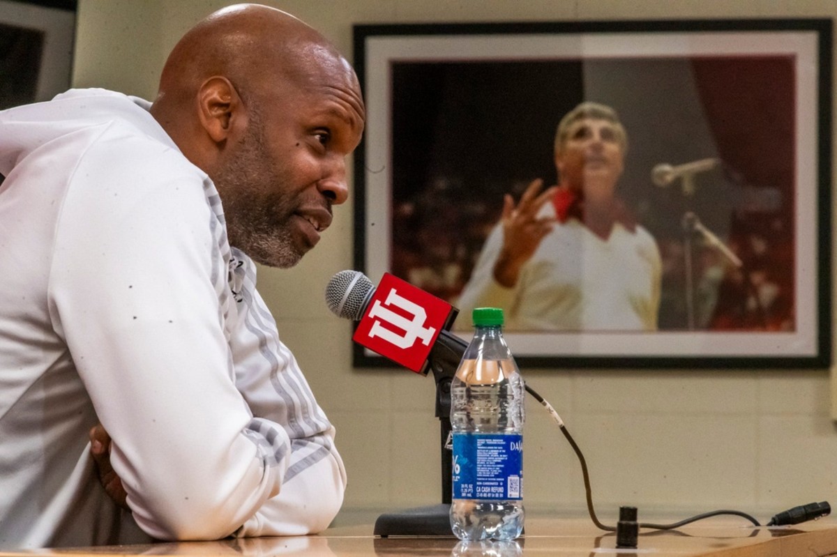 Director of Player Development Calbert Cheaney, who played for Bob Knight, speaks about his influence on him and others during a press conference at Simon Skjodt Assembly Hall on Thursday, Nov. 2, 2023.