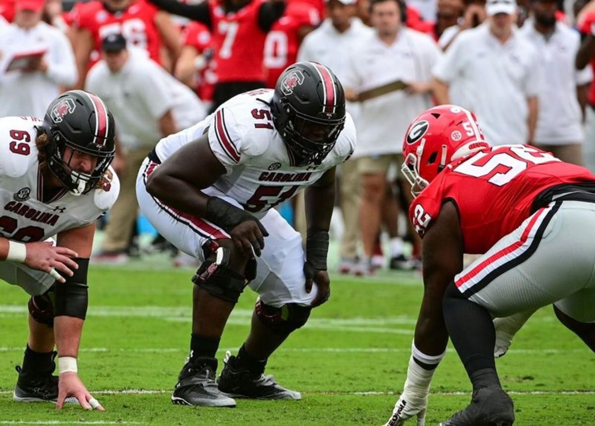 Tree Babalade lined up pre snap against Georgia