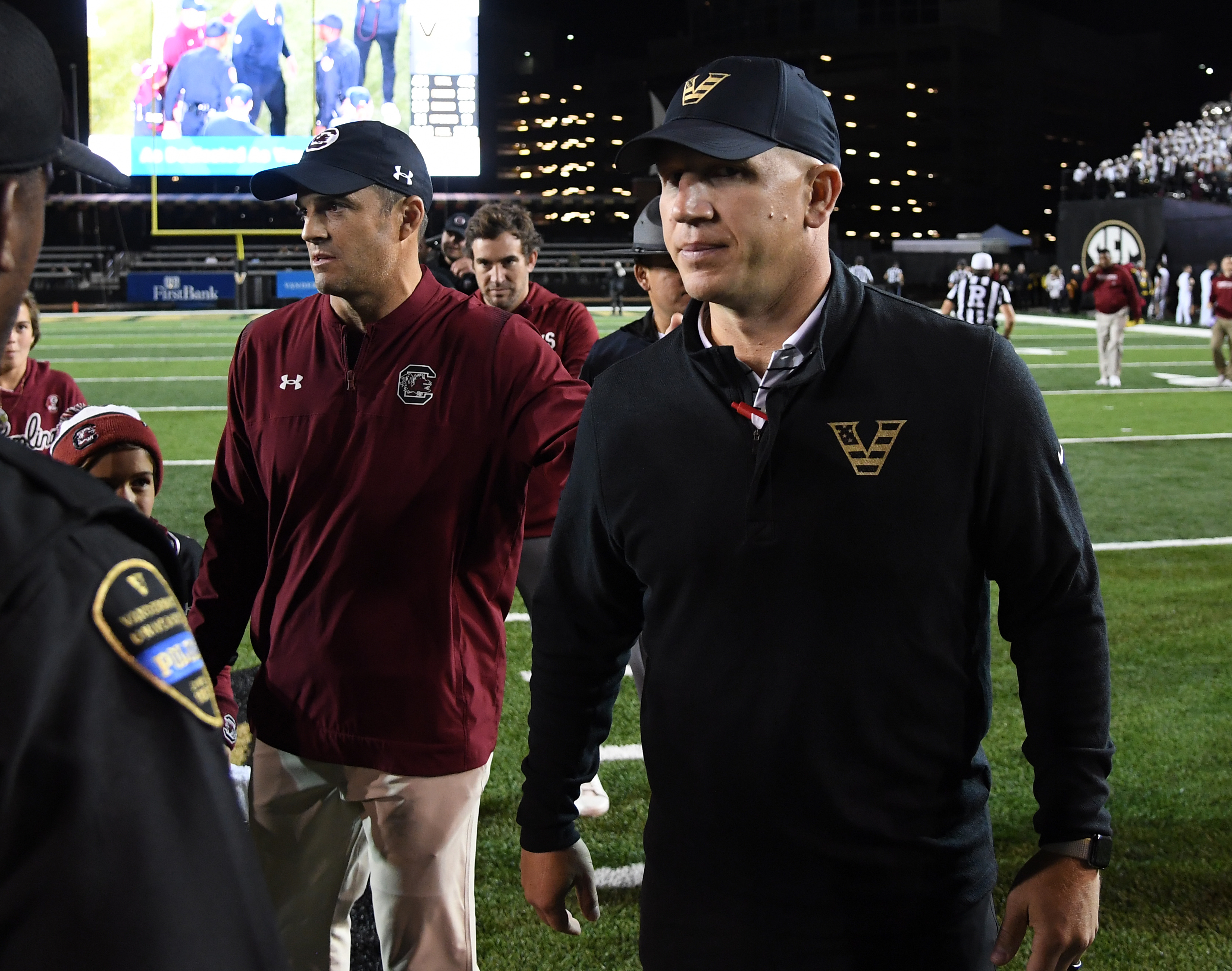 Shane Beamer and Clark Lea parting ways after their postgame handshake (5th Nov., 2023)