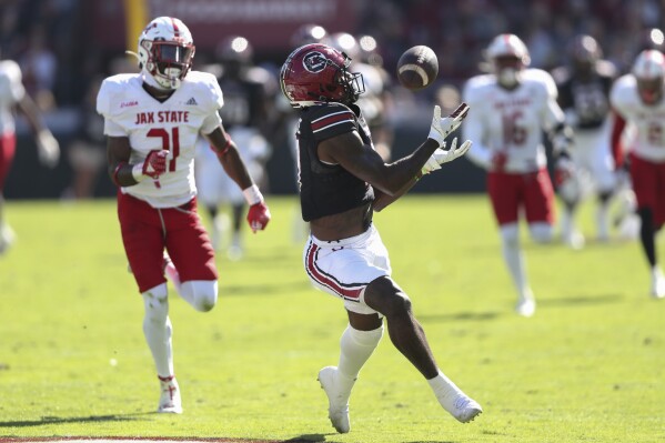 Xavier Legette Making A Catch On An Explosive Play.