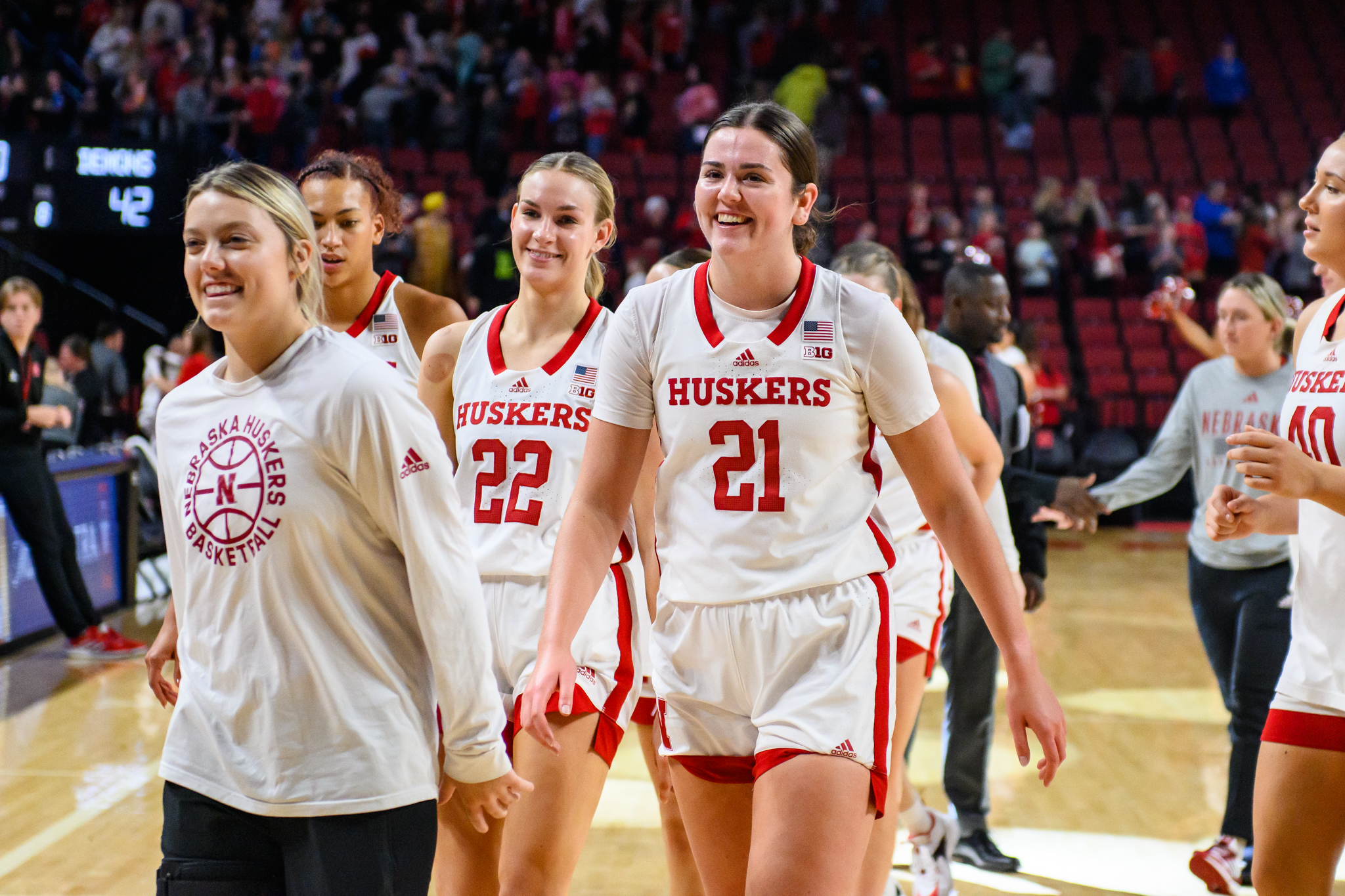 20_Allison Weidner, Anni Stewart, Natalie Potts_WBB vs Northwestern State 1106