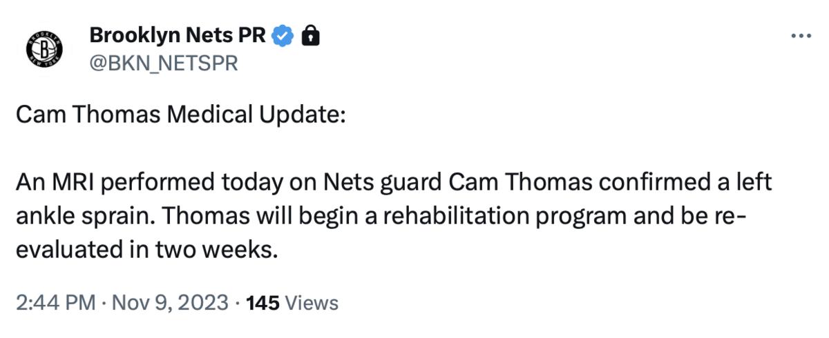 Brooklyn Nets PR's X Post 