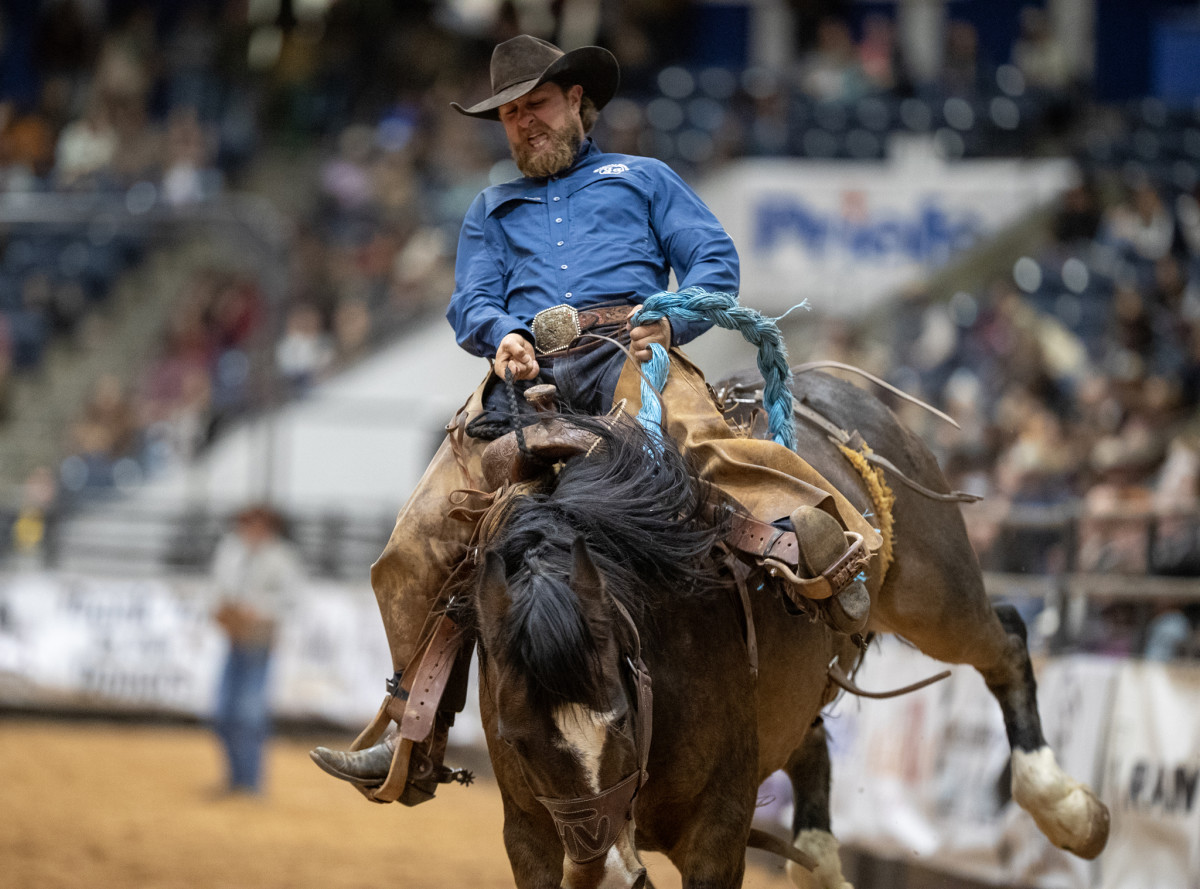 Jacob Lewis Rides Ranch Bronc at WRCA Finals for Waggoner Ranch