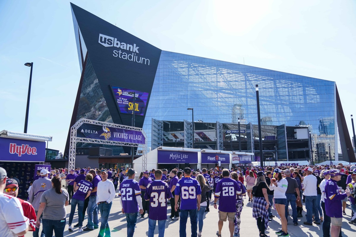 Sep 9, 2018; Minneapolis, MN, USA; A general view of the exterior of U.S. Bank Stadium prior to the game between the Minnesota Vikings and San Francisco 49ers. 