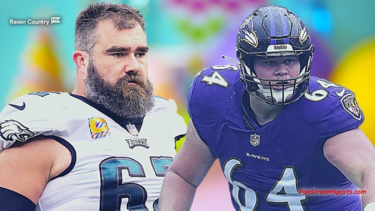 Jason Kelce (L) and Tyler Linderbaum