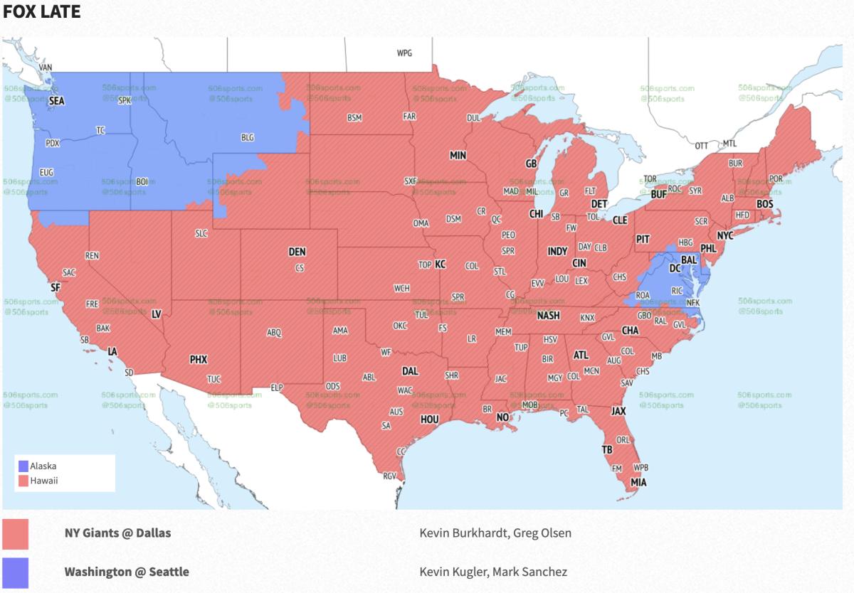 NFL TV Coverage Map Week 10 Sports Illustrated Arizona Cardinals News