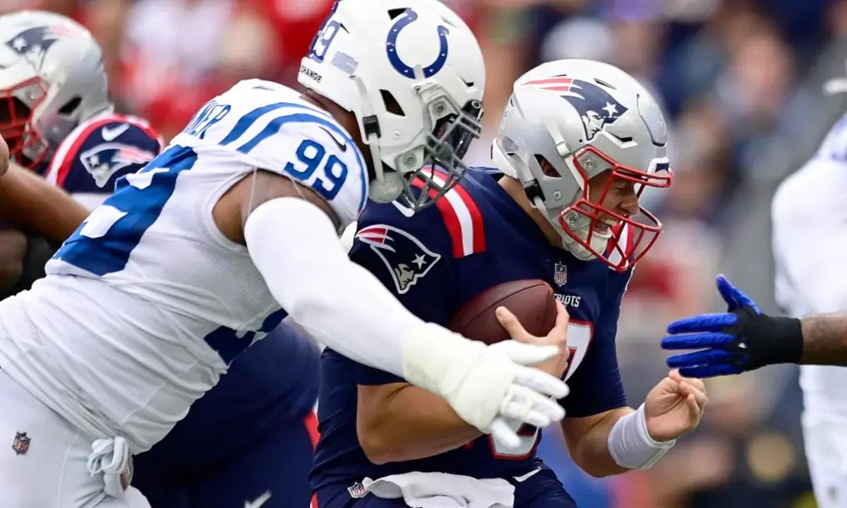 Patriots' quarterback Mac Jones was constantly harassed by the Colts Sunday morning in Germany.