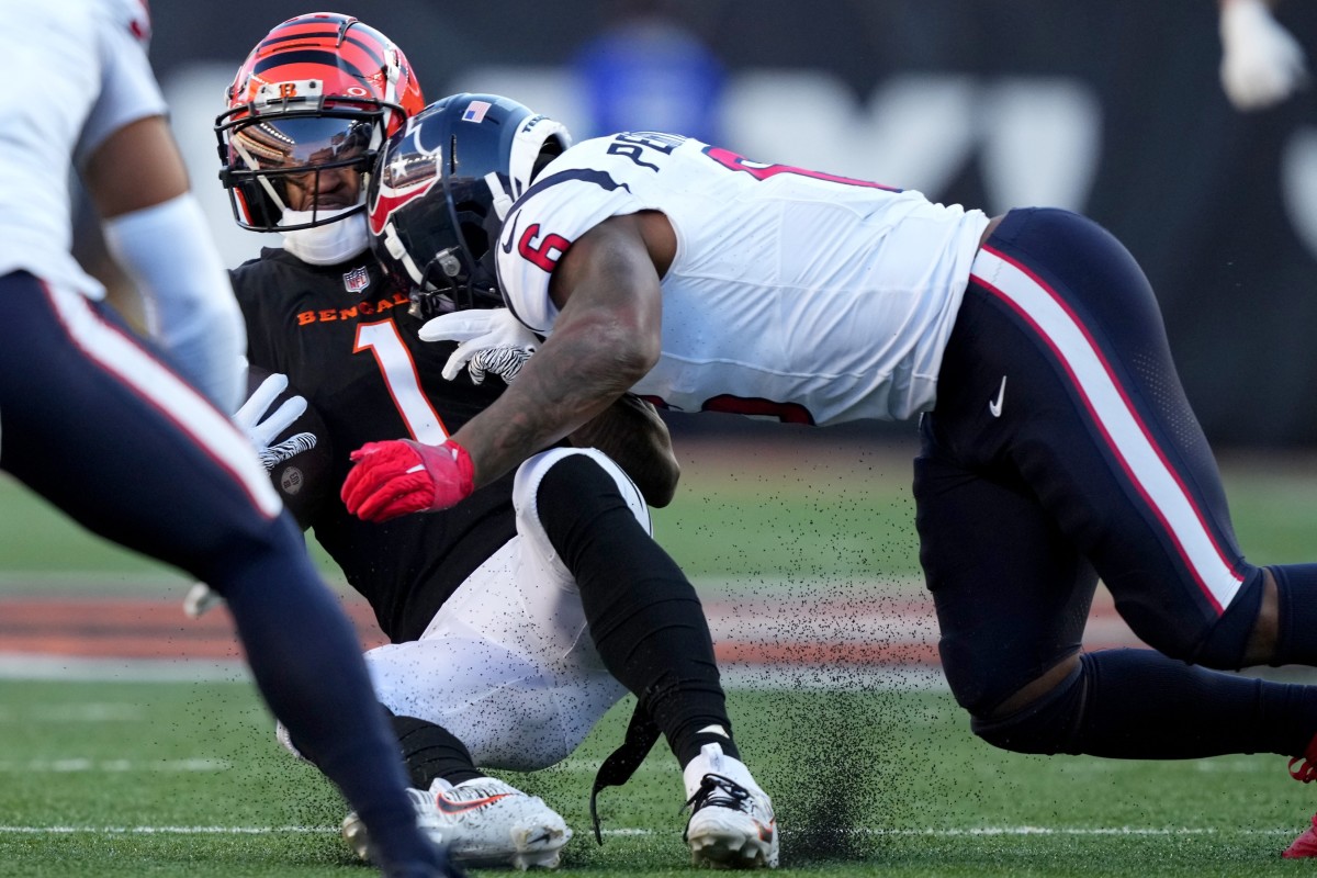 Houston Texans Linebacker Denzel Perryman Suspended Without Pay Following  Hit on Cincinnati Bengals WR Ja'Marr Chase - Sports Illustrated Cincinnati  Bengals News, Analysis and More