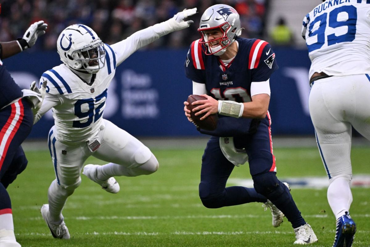 New England Patriots QB Mac Jones vs. Indianapolis Colts, 12 Nov. 2023, Frankfurt, Germany