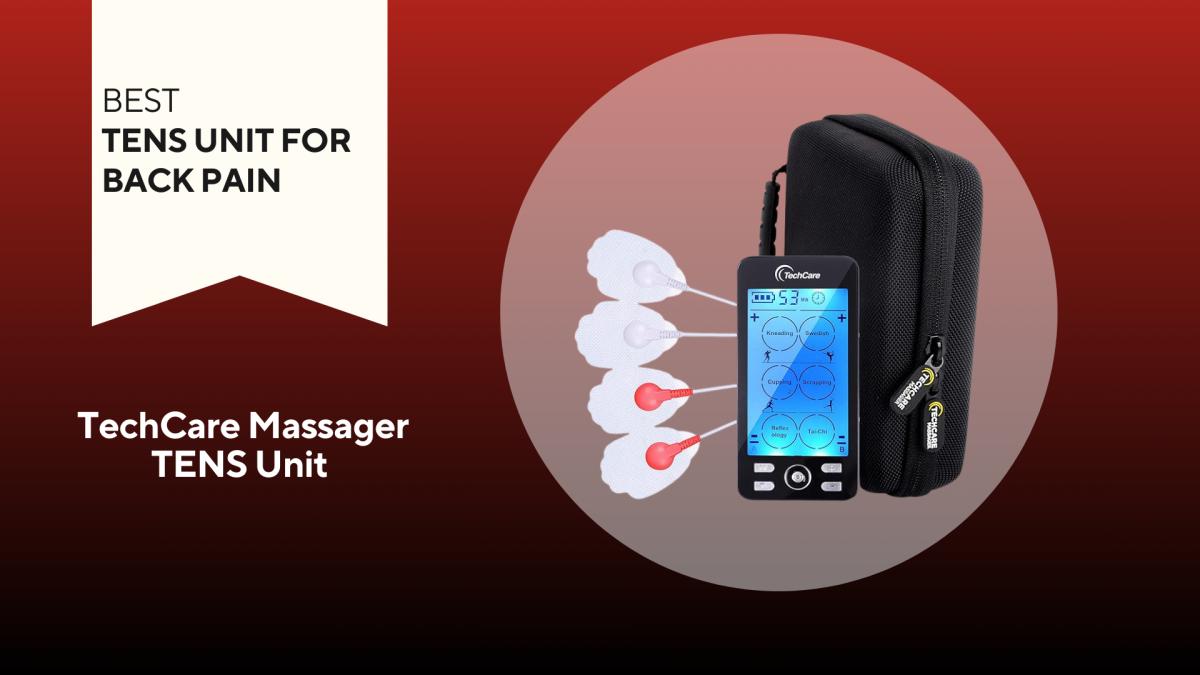 TechCare Pro TENS Unit 24 Modes Best Portable Massager Back Neck Stress  Sciatic Pain, Handheld Full Body Palm Plus Digital Pulse Impulse  Professional Micro Massager (Black) 