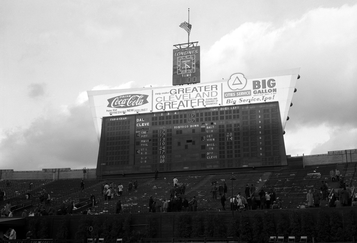 Flags were flown at half mast at NFL games two days after the assassination of John F. Kennedy on Nov. 22, 1963.