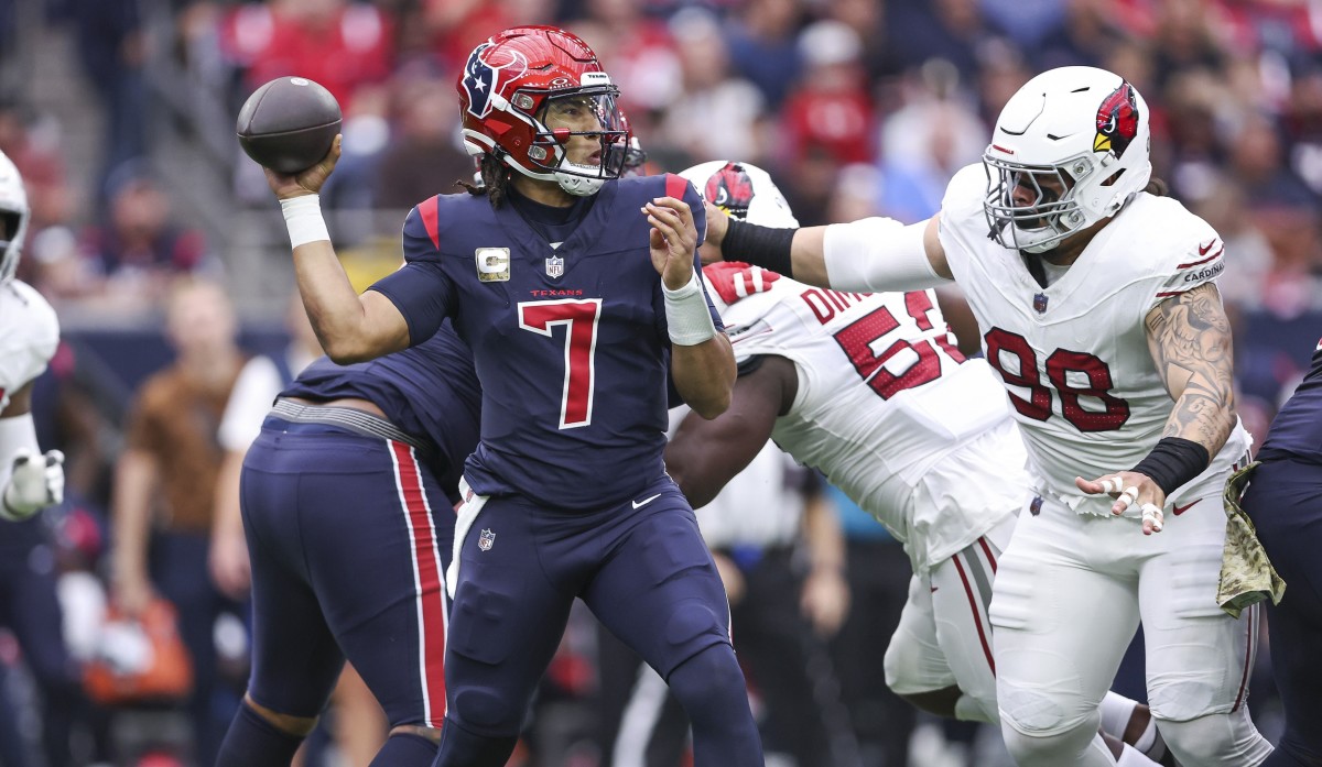 Texans quarterback C.J. Stroud threw three interception against the Cardinals, but Houston's defense held on the final drive for its third straight win.