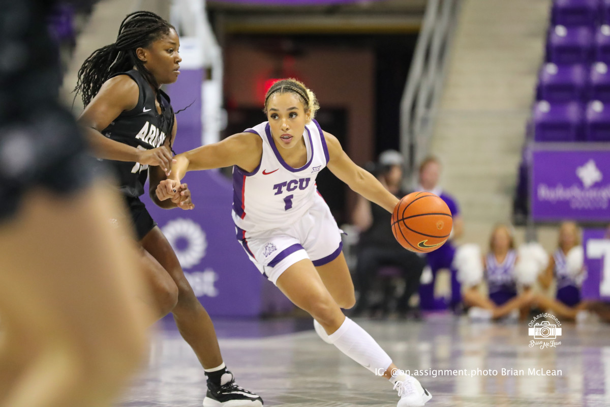 TCU women's basketball guard Jaden Owens against Army on November 19, 2023 in the Maggie Dixon Classic.