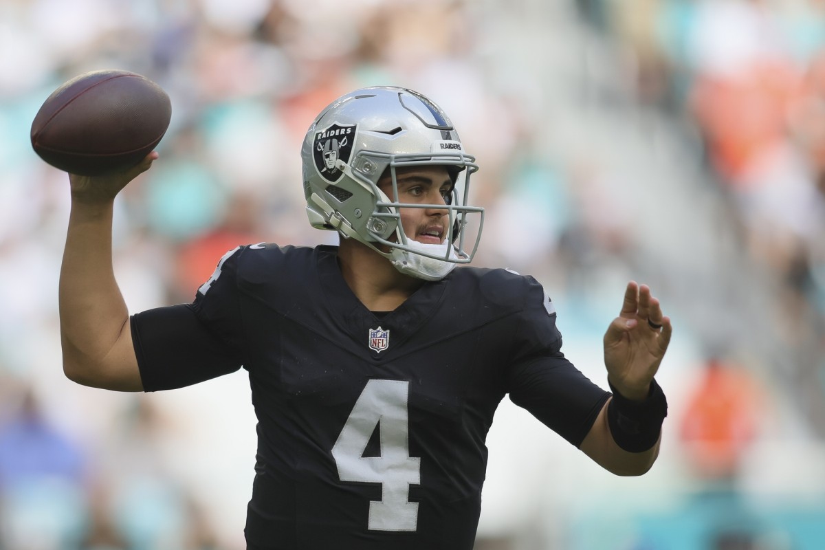 Las Vegas Raiders rookie quarterback Aidan O'Connell will make just his fifth NFL start on Sunday.