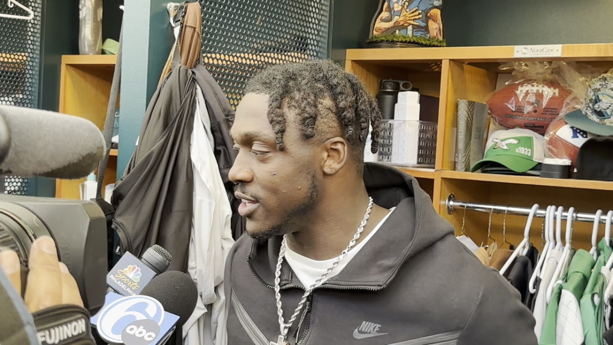 Philadelphia Eagles A.J. Brown talks about "living in a new world" and adjusting to double teams and bracket coverages