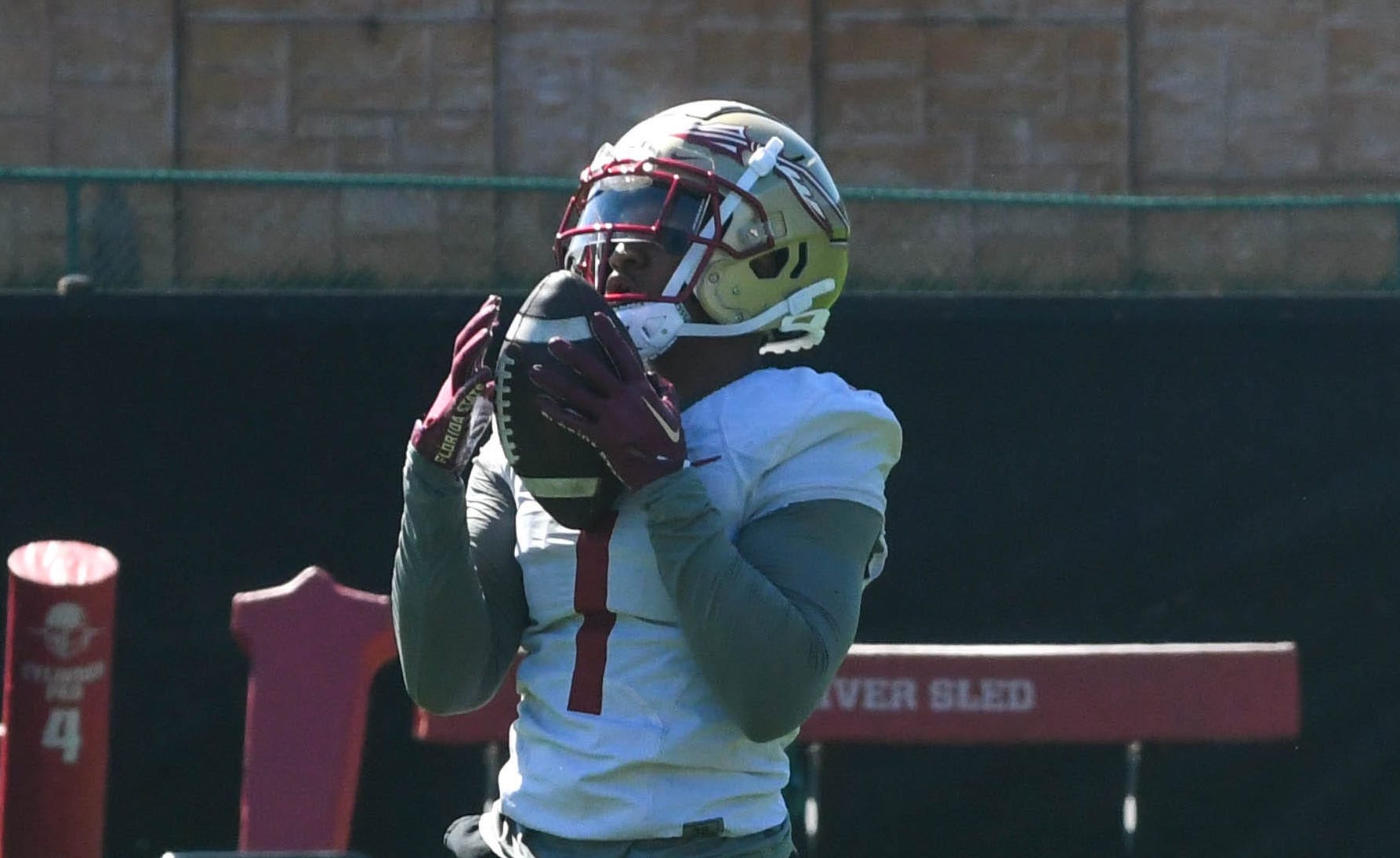 Florida State football players take part in drills during FSU final spring football practice of the 2023 season on Monday, April 17, 2023.