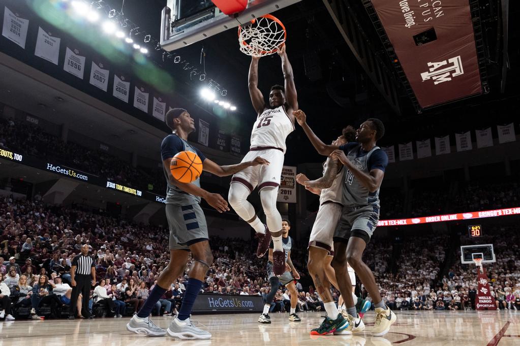 COLLEGE STATION, TX - November 17, 2023 - during the game between the Oral Roberts Golden Eagles and the Texas A&M Aggies at Reed Arena in College Station, TX. Photo By Craig Bisacre/Texas A&M Athletics  