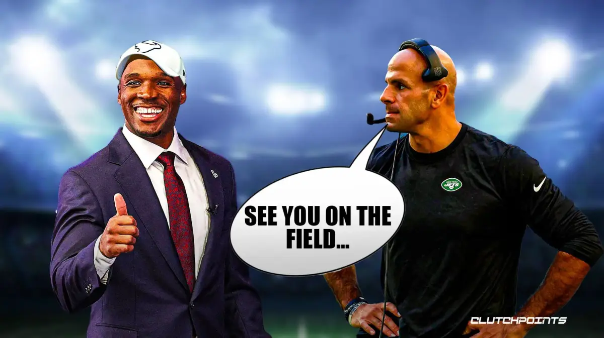 Texans head coach DeMeco Ryans (left) and Jets head coach Robert Saleh.