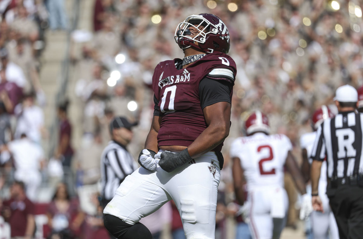 Former Texas A&M DT Walter Nolen during a loss to Alabama. (Photo by Troy Taormina of USA Today Sports)