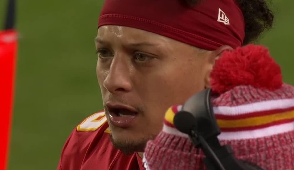 Mahomes in disbelief after the call on Sunday.