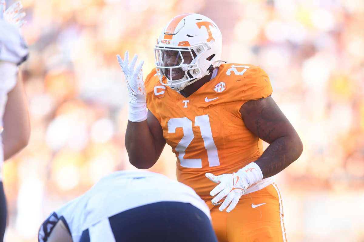 Tennessee Volunteers DT Omari Thomas during the win over UTSA. (Photo by Caitie McMekin of the News Sentinel)