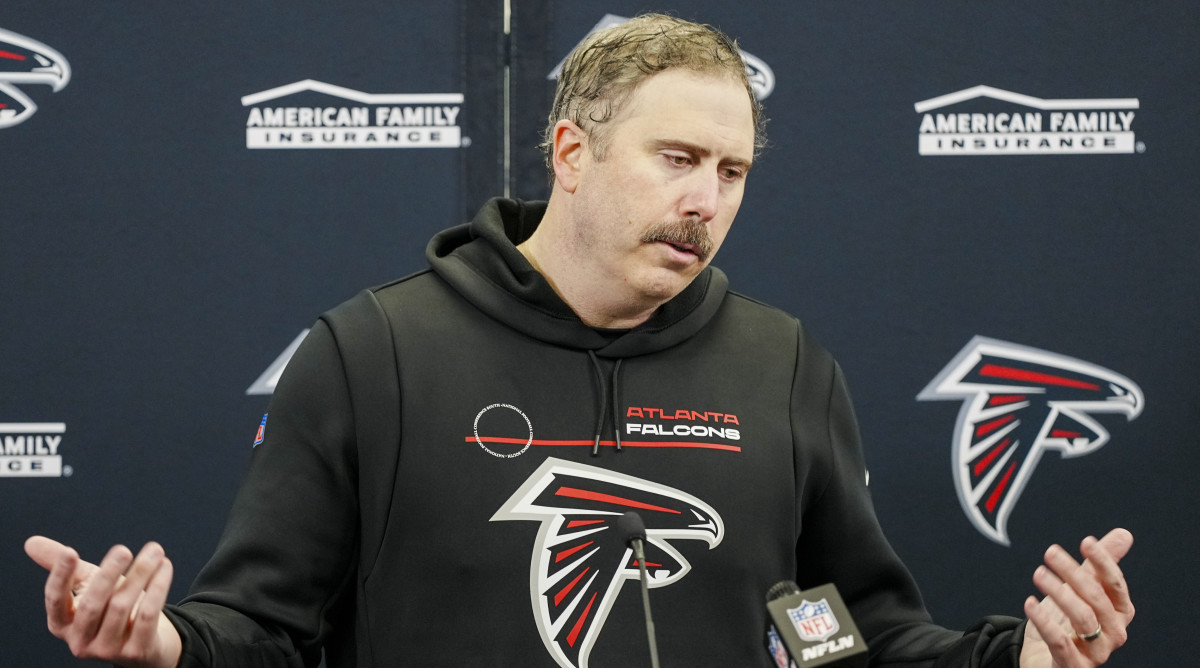 Atlanta Falcons head coach Arthur Smith speaks during a news conference after his team's 9–7 loss to the Carolina Panthers