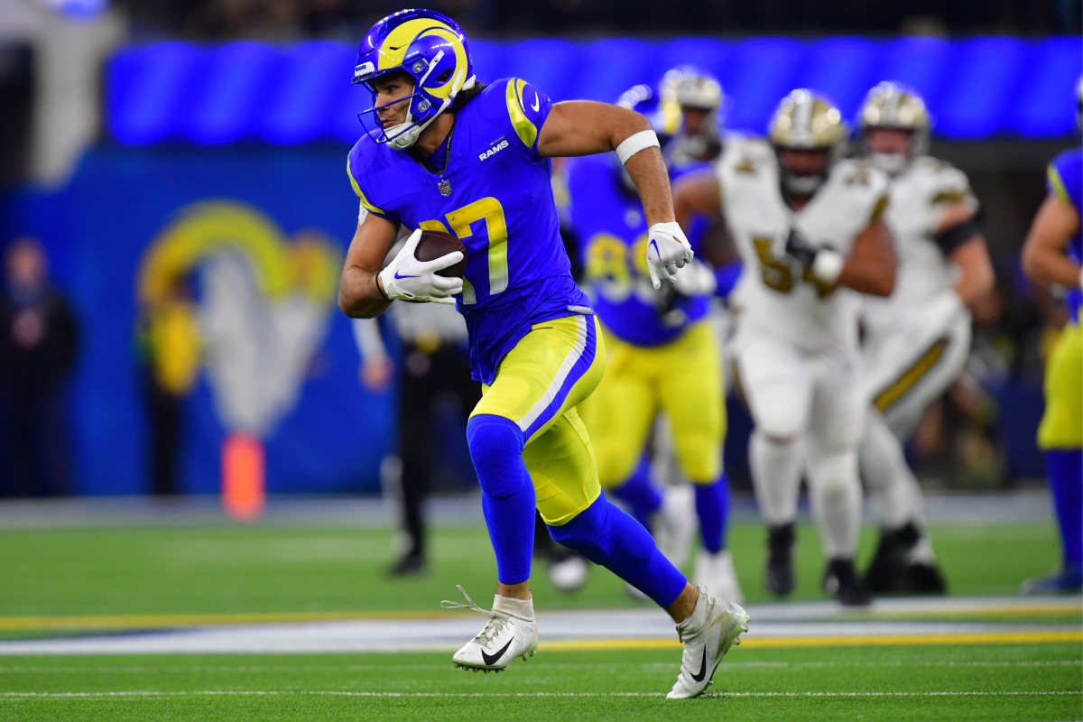 Nacua carries the football during the Rams' game against the Saints on Dec. 21, 2023.