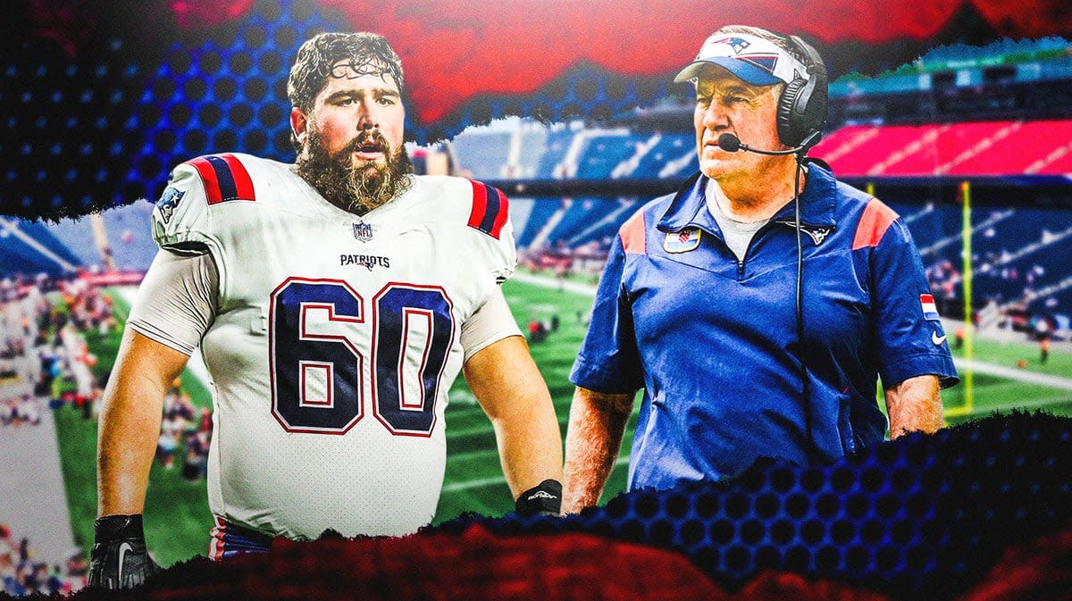 New England Patriots team captain David Andrews, coach Bill Belichick