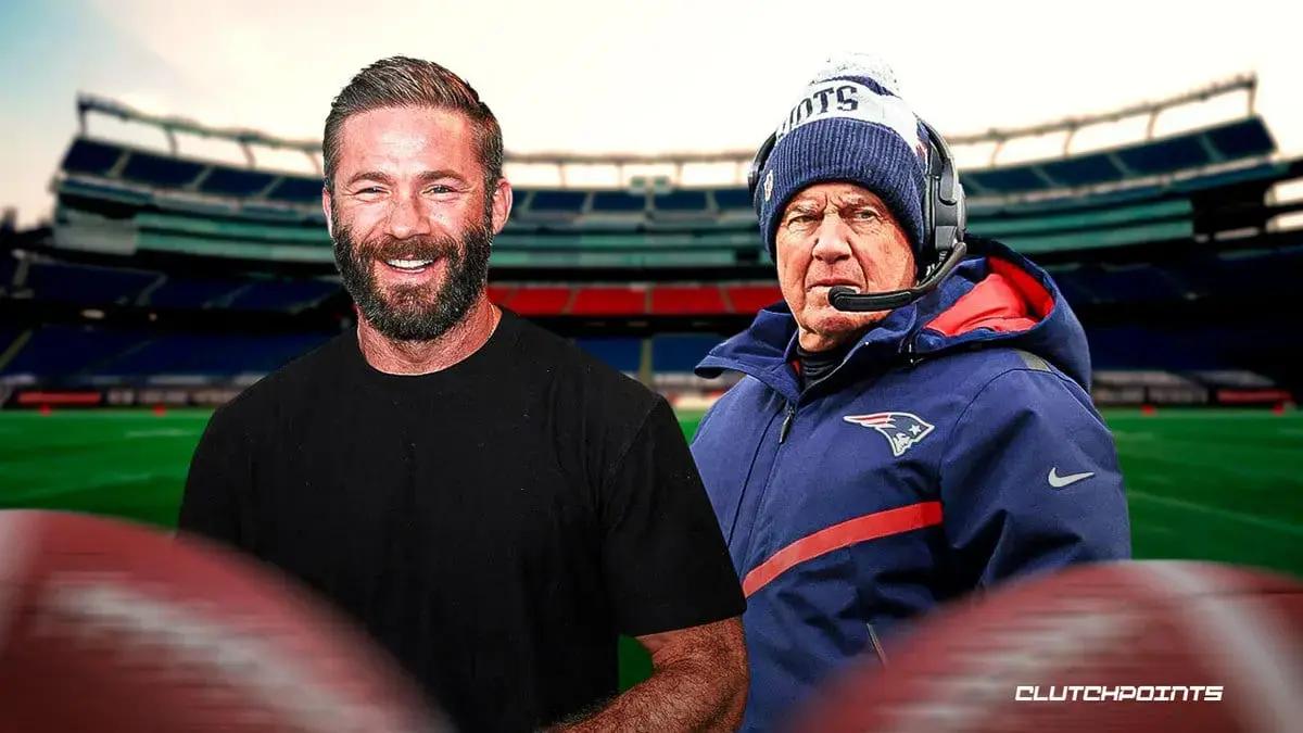 Former New England Patriots receiver Julian Edelman (left) and current coach Bill Belichick (right).