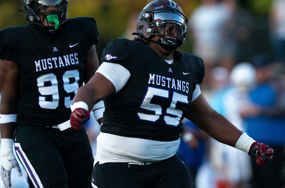 Lipscomb Academy o-lineman Chauncey Gooden celebrating after a play (18th Aug., 2023)