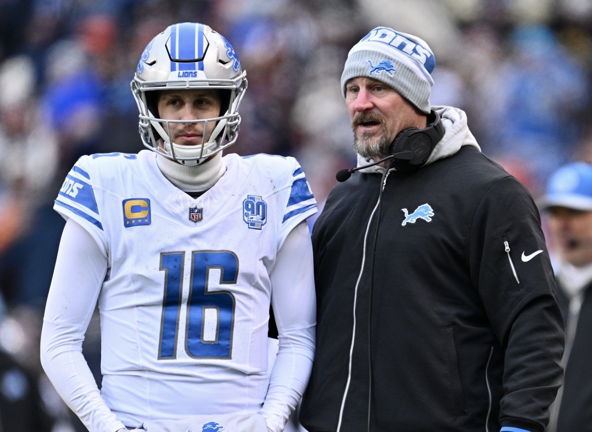 Jared Goff and Lions coach Dan Campbell