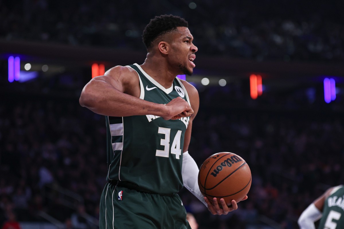 Milwaukee Bucks forward Giannis Antetokounmpo (34) reacts after being called for a foul 