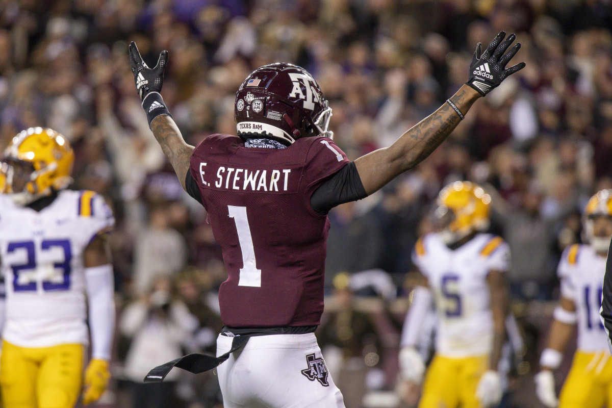 Former Texas A&M WR Evan Stewart during a win over LSU. (Photo by Jerome Miron of USA Today Sports)