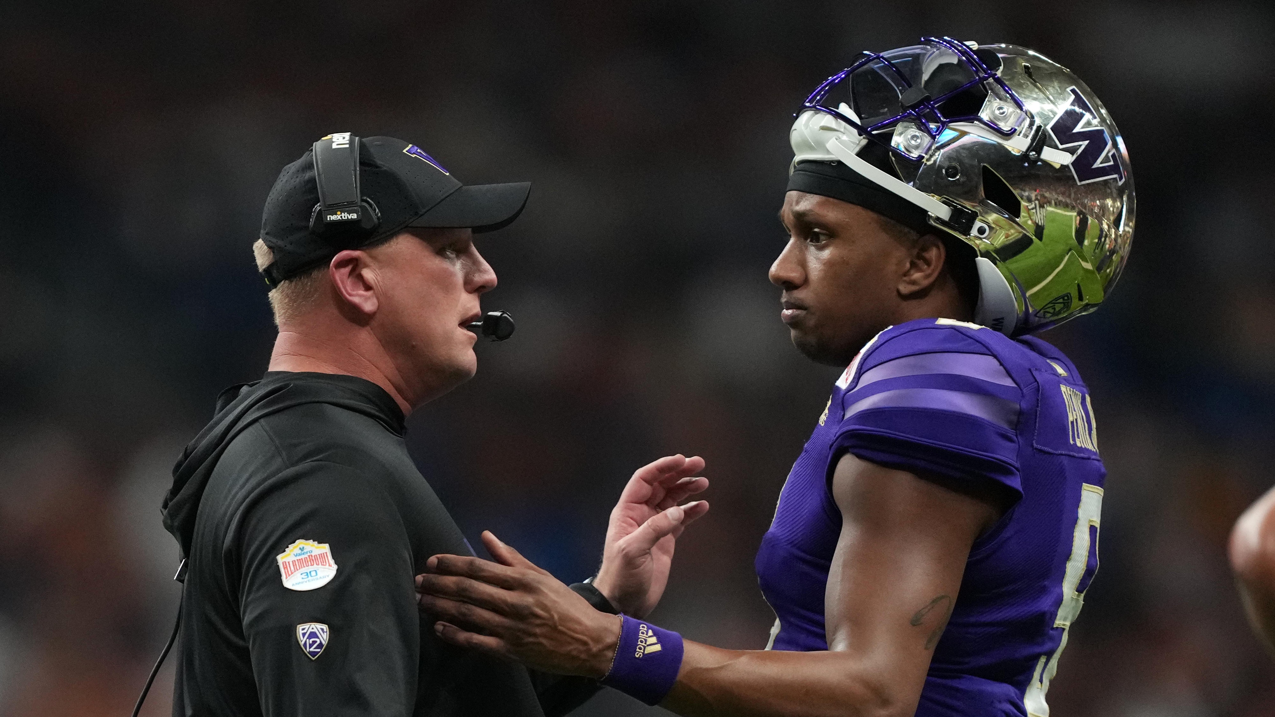 Washington Huskies coach Kalen DeBoer and quarterback Michael Penix Jr.