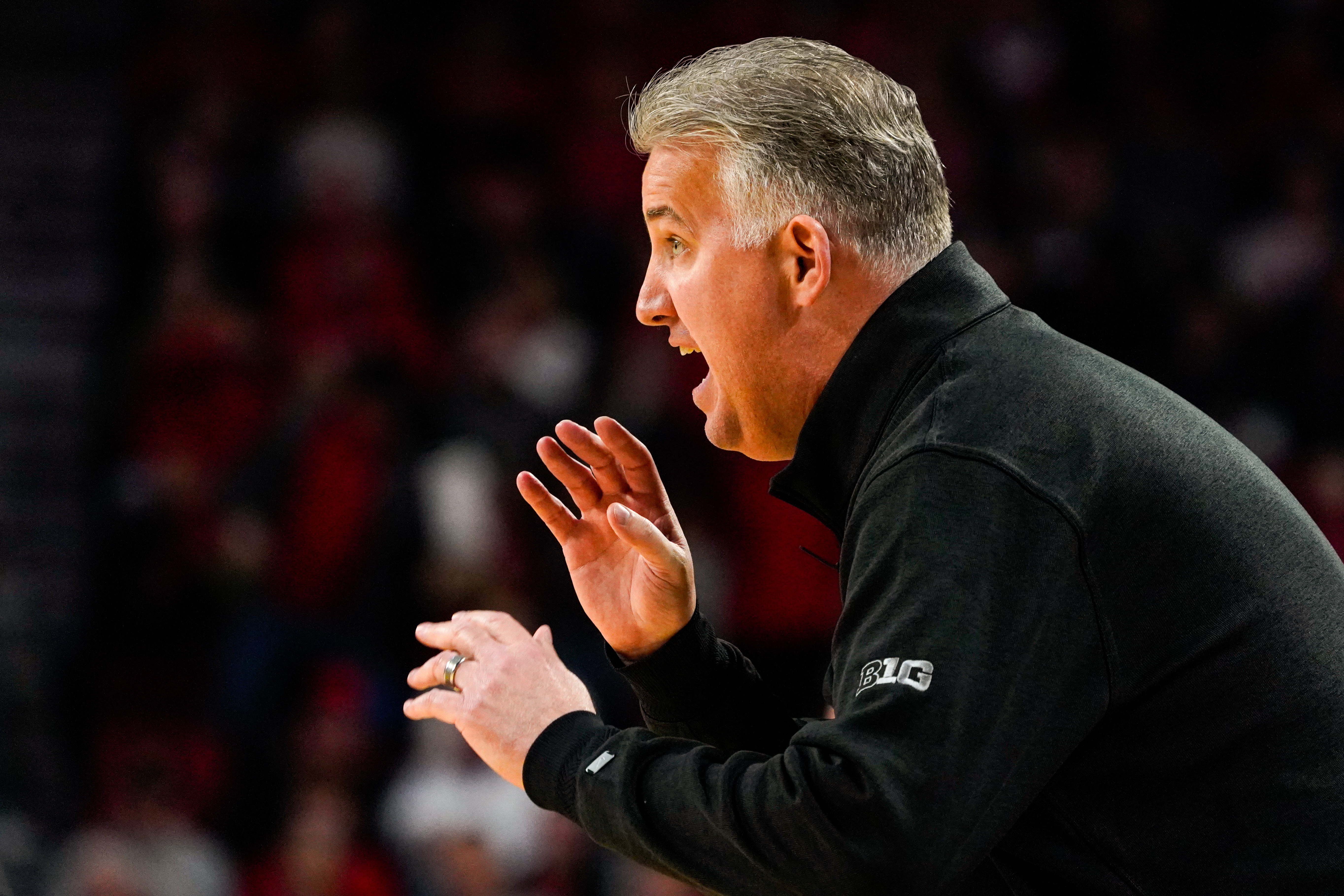 Purdue head coach Matt Painter during the first half of Tuesday night's game against the Nebraska Cornhuskers at Pinnacle Bank Arena in Lincoln. (Jan 9, 2024)