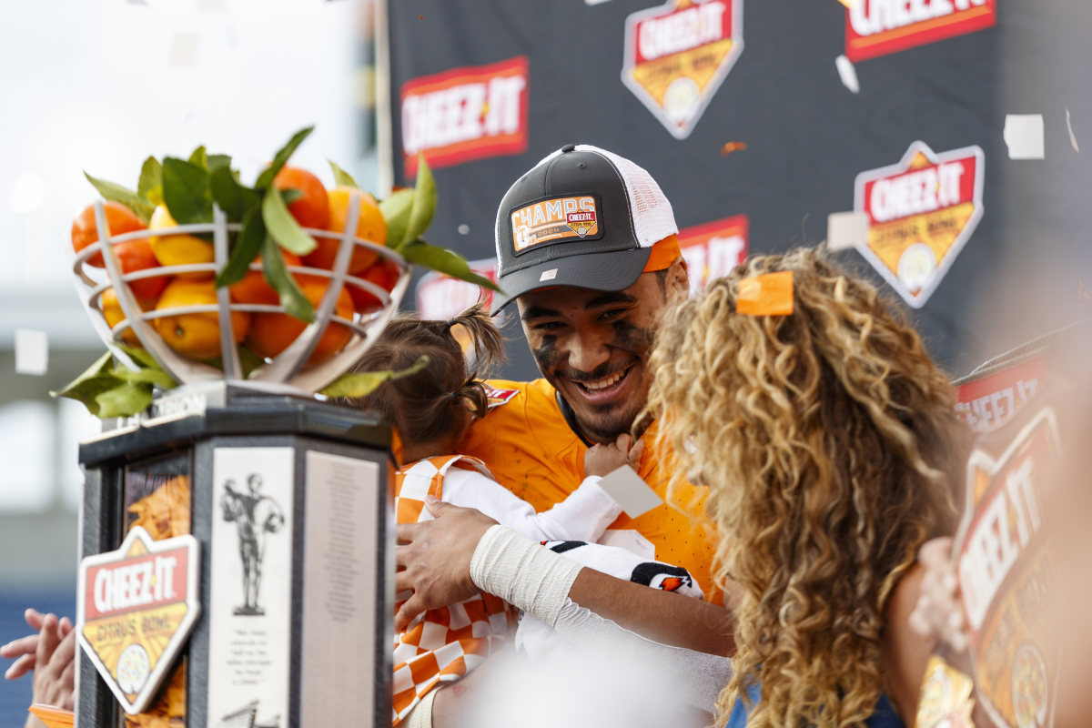 Tennessee Volunteers QB Nico Iamaleava after the win over Iowa in the Cheez-It Citrus Bowl. (Photo by Morgan Tencza of USA Today Sports)