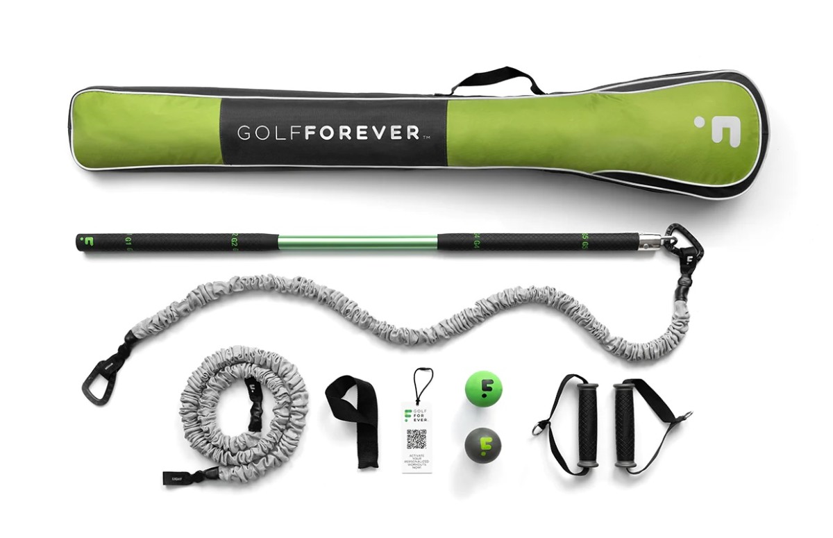 The GolfForever training aid set will get your swing mobility up.