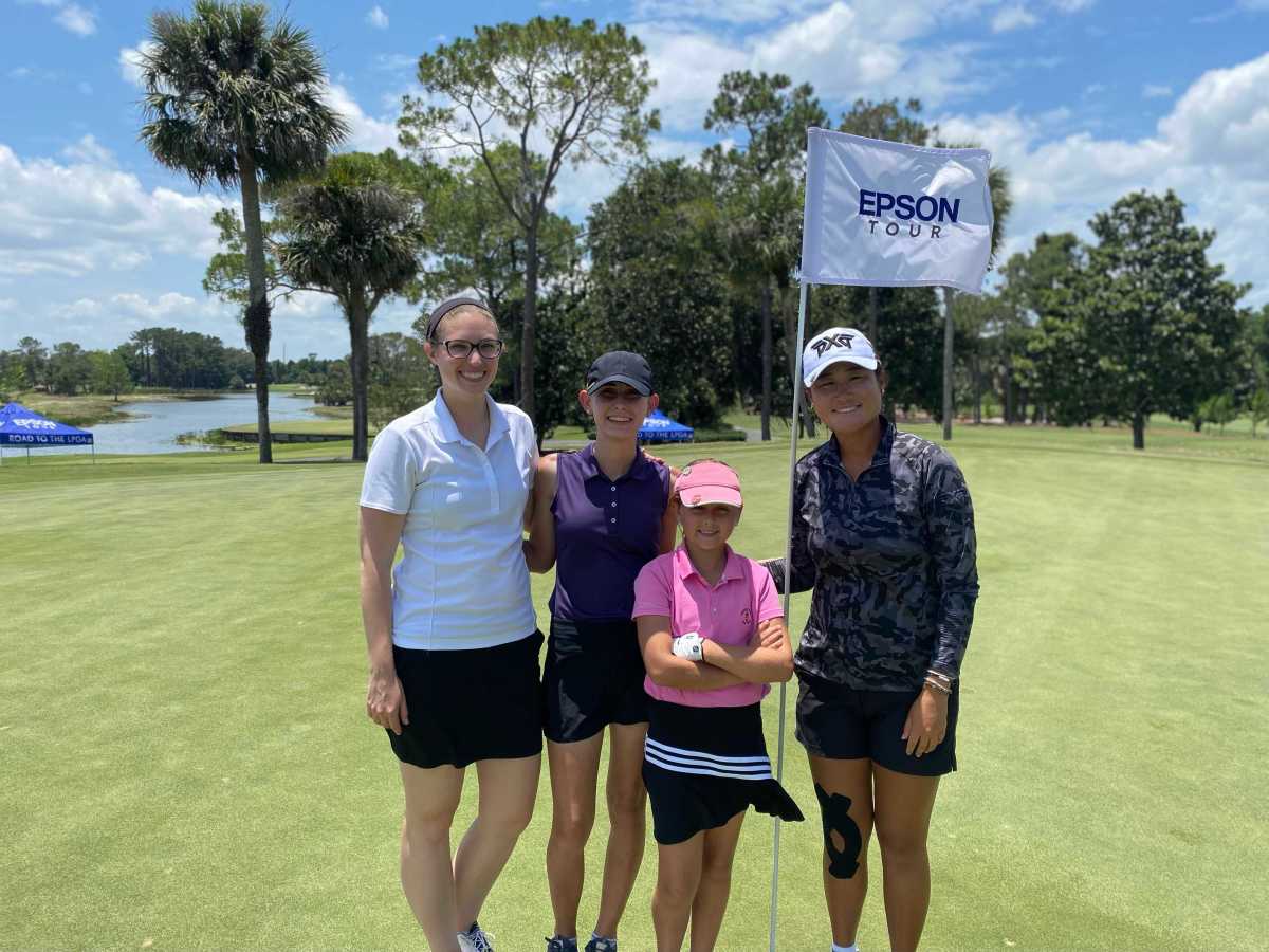 Kelly Okun, Reagan Chastain, Sara Valentine and Epson Tour and LPGA pro Gina Kim compete in the Inova Mission Inn pro-am in Howey-in-the-Hills, Florida.