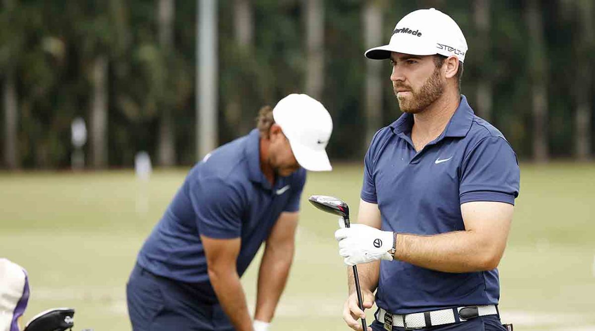 Matthew Wolff of Smash GC and Captain Brooks Koepka of Smash GC warm up next to each other on the range during Day 3 of the 2023 LIV Golf Invitational - Miami Team Championship.