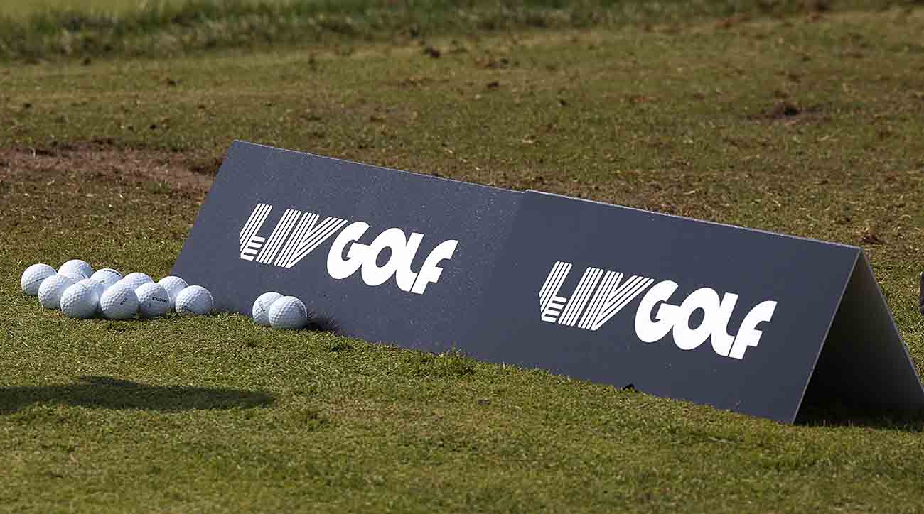 Range balls are pictured at a 2023 LIV Golf tournament.