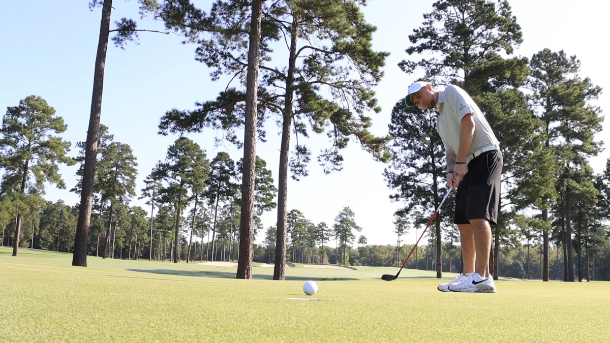 A player completes a hole with a fairway wood at Champions Retreat on Monday, Sept. 18, 2023, in an outing for the Generation Next Project.