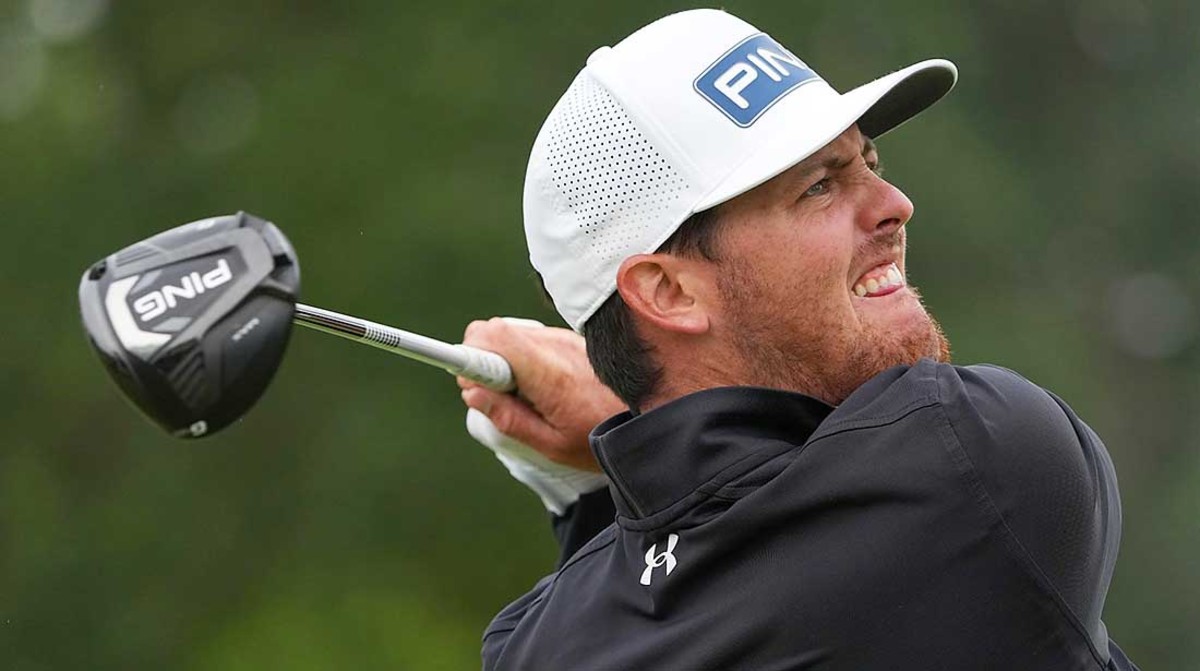 Mito Pereira watches a drive on Sunday at the 2022 PGA Championship.