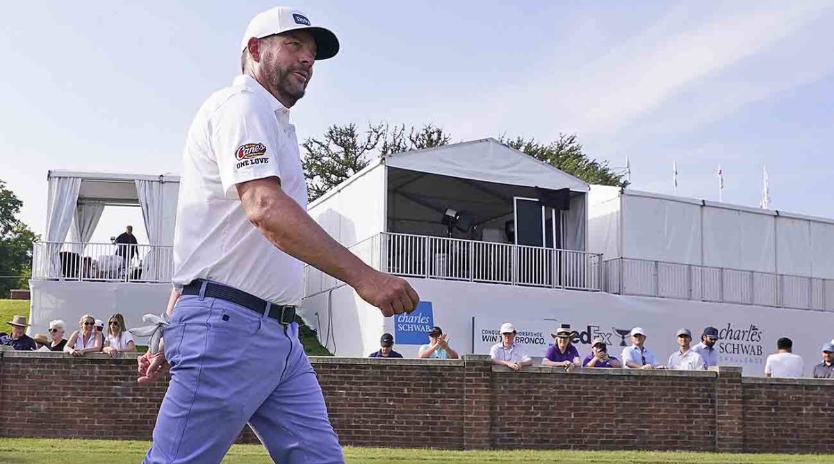 Michael Block is pictured walking at the 2023 Charles Schwab Challenge.