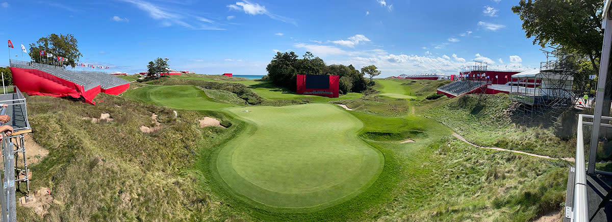 The 18th hole at Whistling Straits.