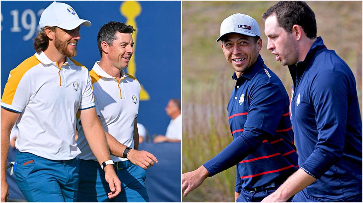 The final match of Friday morning's foursomes features two top tandems in Tommy Fleetwood and Rory McIlroy (left) and Xander Schauffele and Patrick Cantlay.