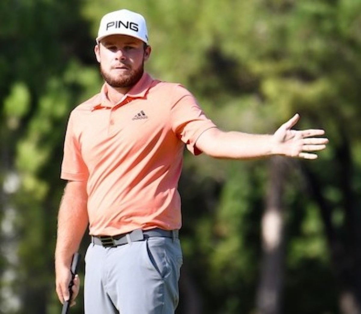 Tyrrell Hatton fails to get this birdle putt to fall on the 10th hole of the final round of the Turkish Airlines Open on Sunday, but he made just enough putts to claim his 4th European Tour title. 