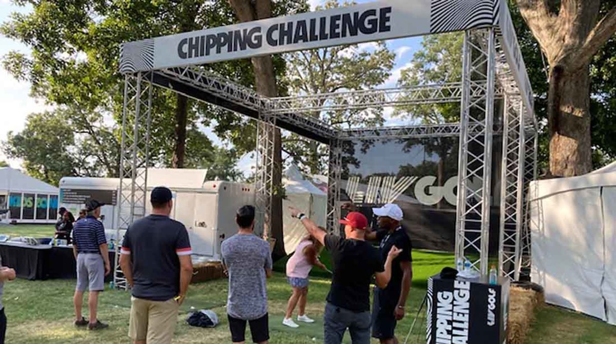 A chipping challenge game was among many diversions for golf fans at the 2022 LIV Golf Invitational Chicago.